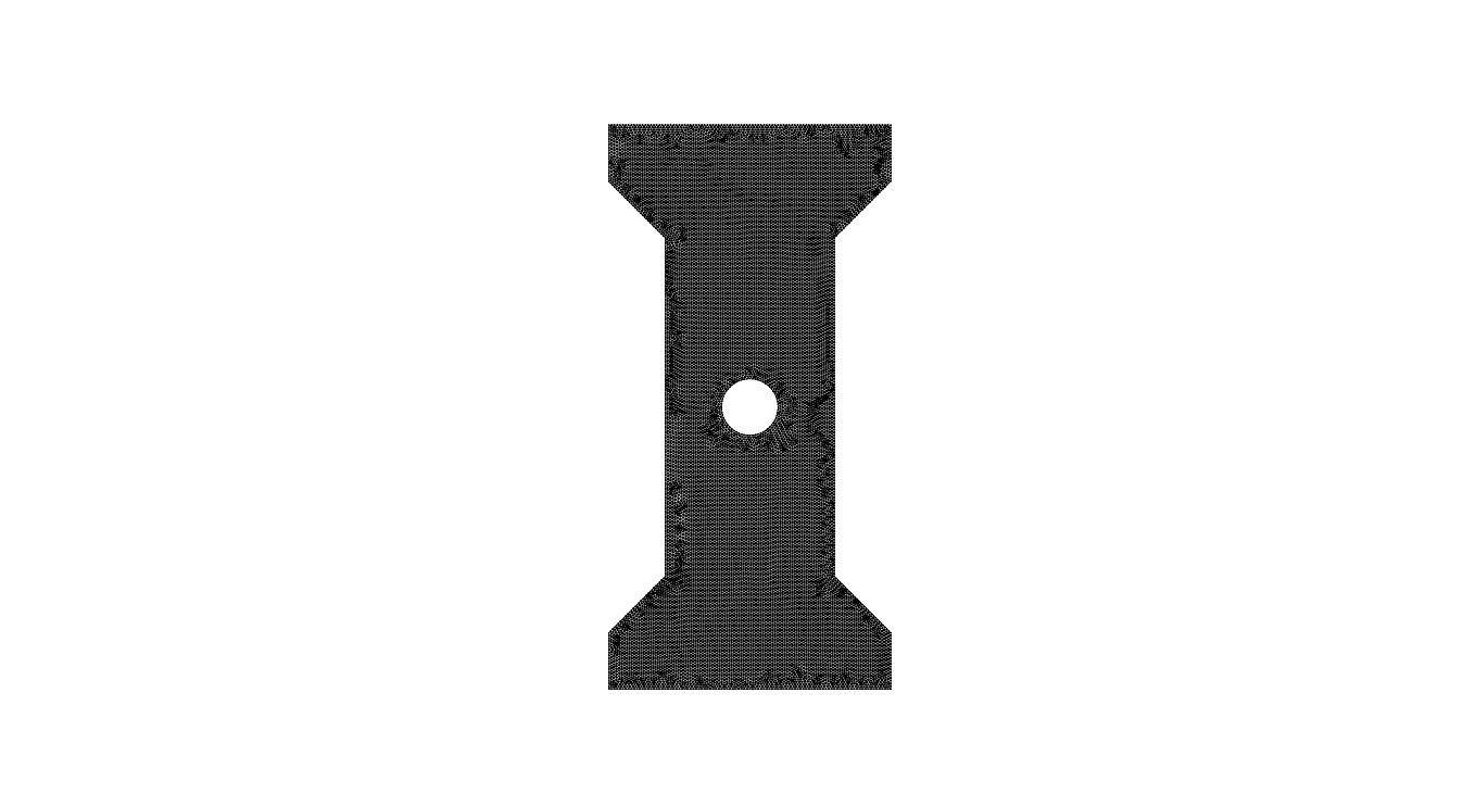 Triangular mesh for dogbone with hole